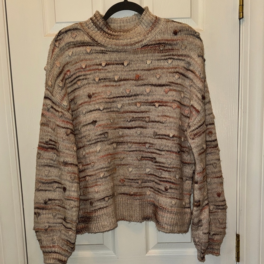 LOFT Multicolor Textured Turtleneck Sweater